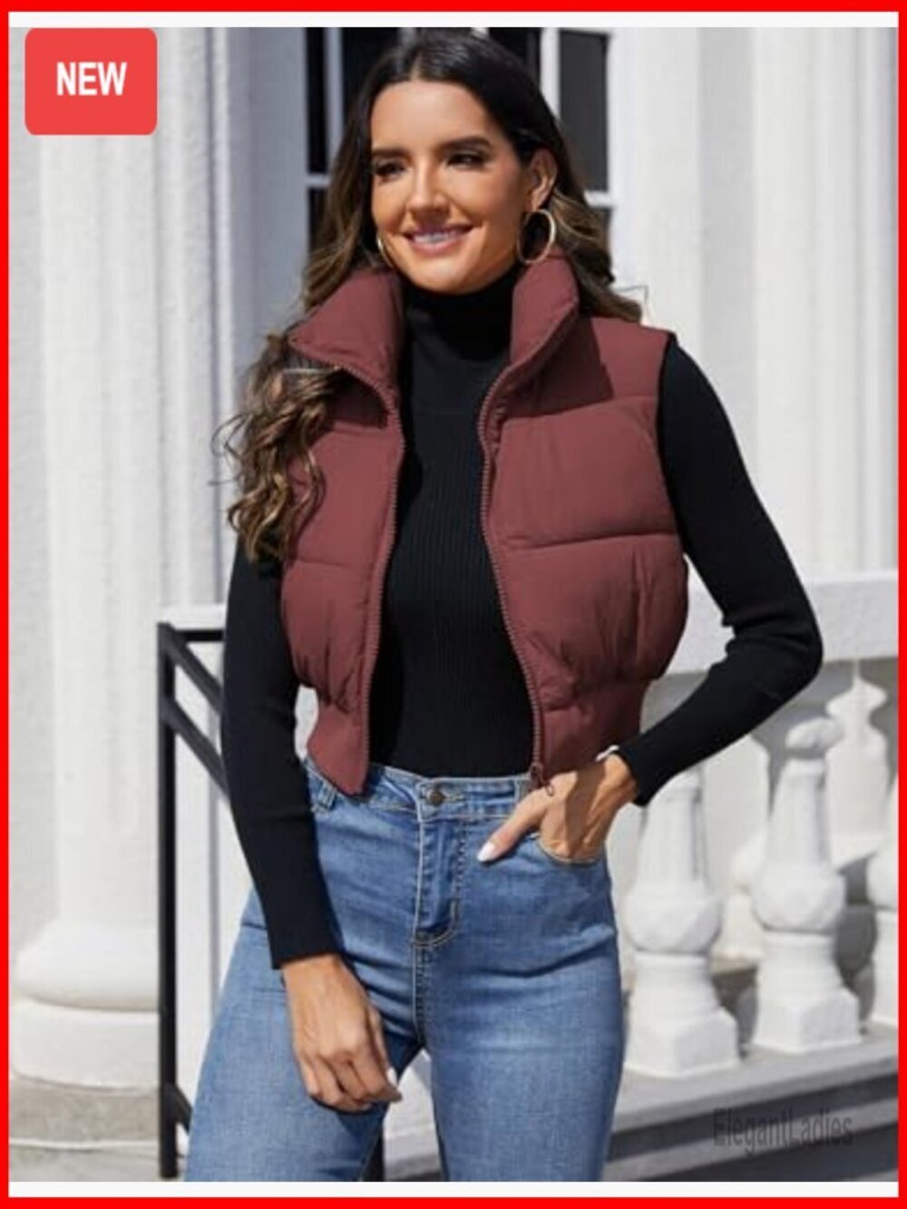 Cropped Puffer Vest Sleeveless Jacket Lightweight Quilted Winter Outerwear - Picture 2 of 7